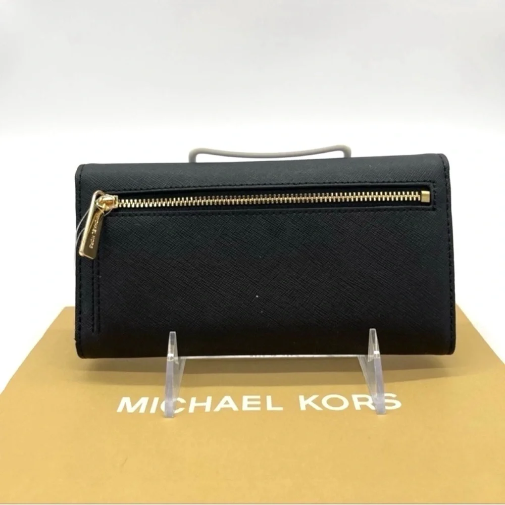 Michael Kors Large Trifold Wallet Leather Black/Gold